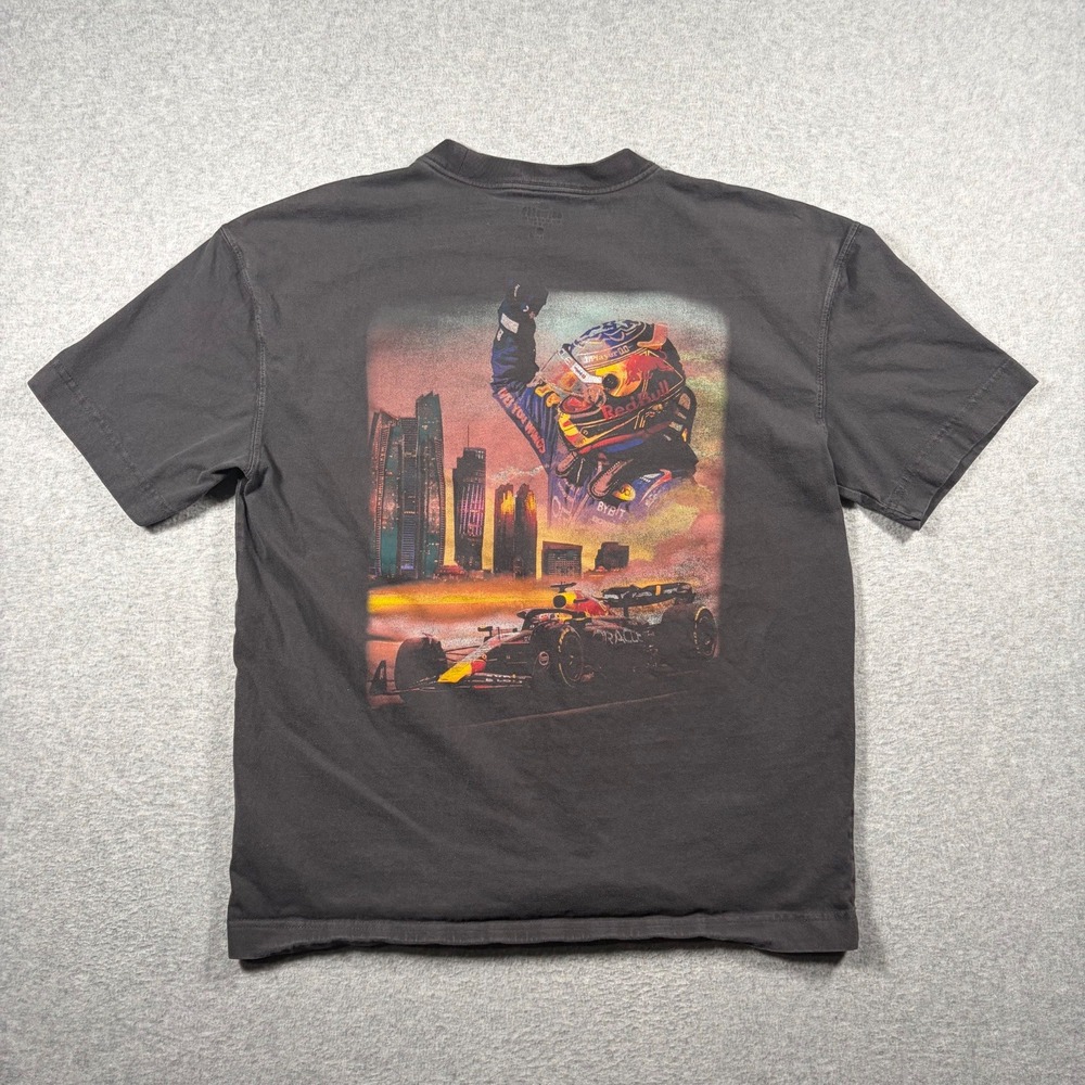 Hollister T Shirt Mens Large Black Oracle Red Bull Racing Heavyweight Boxy Fit
